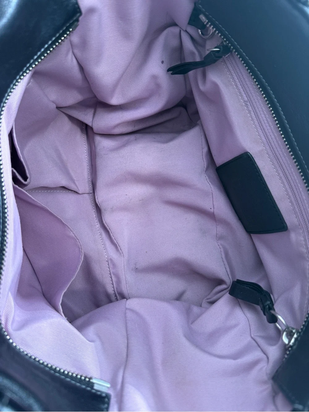 Coach Black Pleated Leather Shoulder Bag Vintage Turnlock Side Pockets Lilac TLC